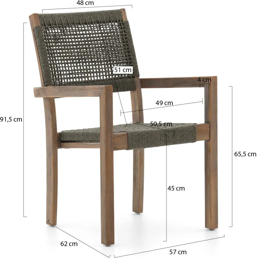 ROUGH Furniture ROUGH Batang Rope dining tuinstoel stapelbaar Grijs