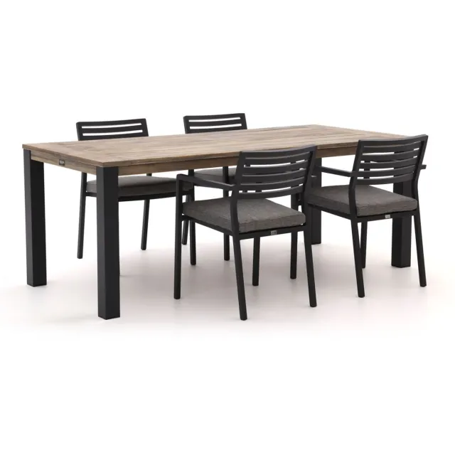 Bellagio tuinmeubelen Bellagio Rumo/ROUGH-S 160cm dining tuinset 5-delig stapelbaar Bruin