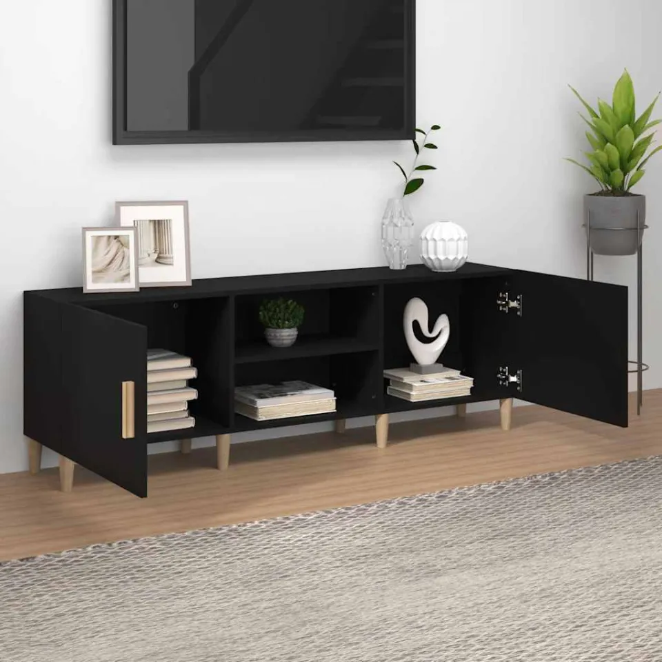 vidaXL Tv-meubel 150x30x50 cm bewerkt hout zwart, foto 3