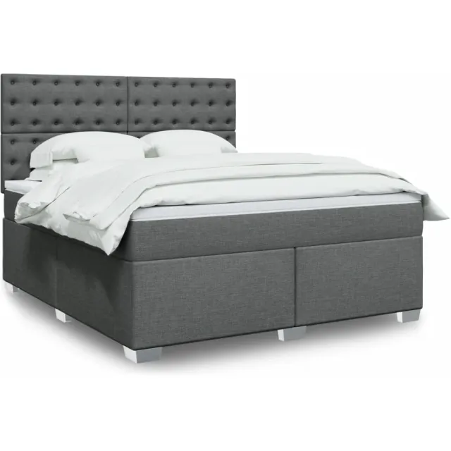 vidaXL Boxspring met matras stof donkergrijs 180x200 cm grijs