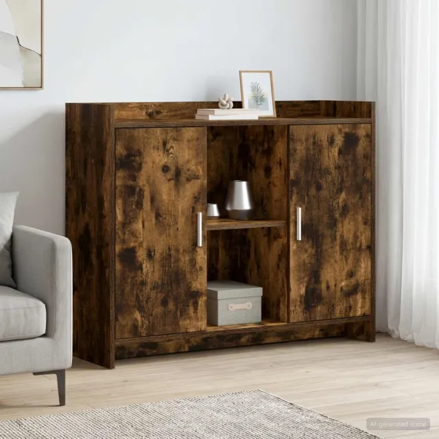 vidaXL Dressoir Smoked Oak 98,5 x 33 x 80 cm Bewerkt hout Bruin