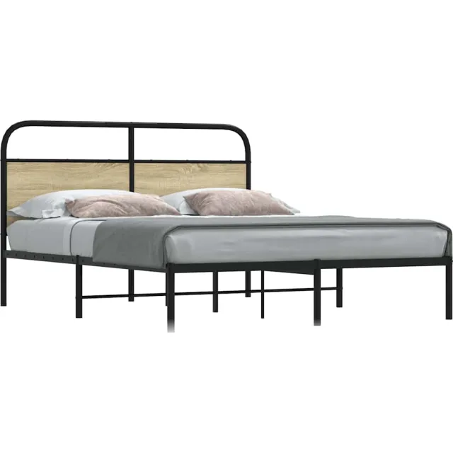 vidaXL Bedframe zonder matras bewerkt hout sonoma eikenkleur 150x200cm