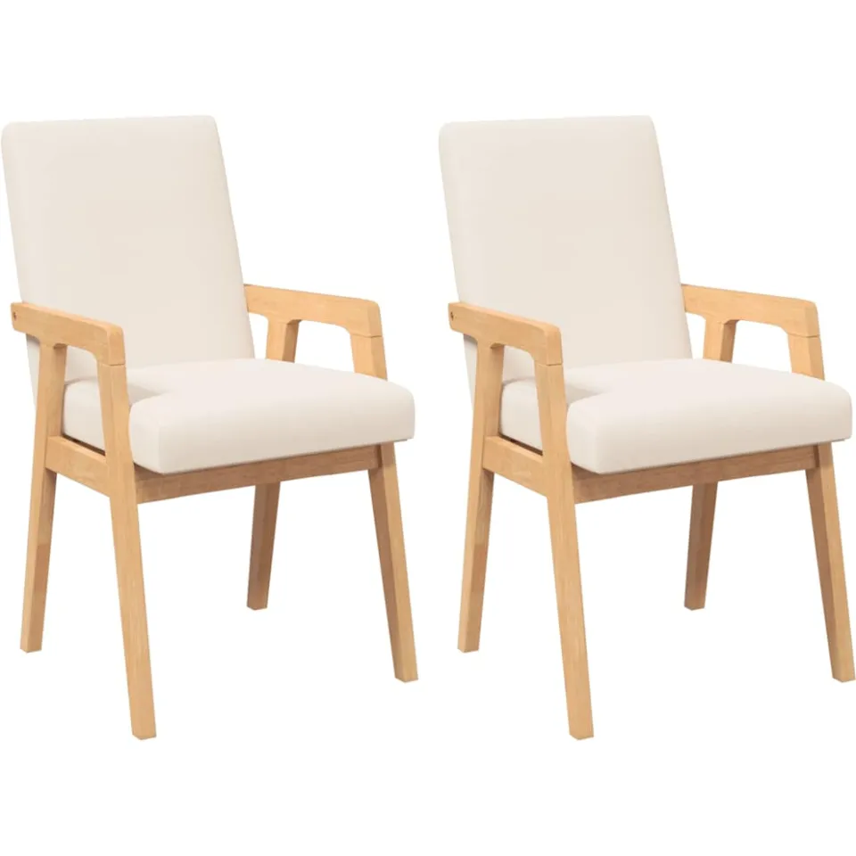 vidaXL Eetkamerstoelen met kussens 2 stuks massief hout rubber Bruin