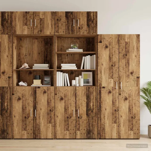 vidaXL Opbergkast met Planken Oud hout 70 x 42,5 x 225 cm Bewerkt hout bruin, foto 2