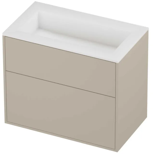 Proline Aristo Badmeubelset Polystone Elegant 2 Laden 80x46x67 cm Mat White Soft Linen Beige