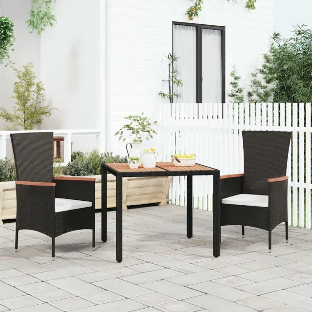 vidaXL Tuintafel met houten blad poly ratten en acaciahout zwart, foto 2