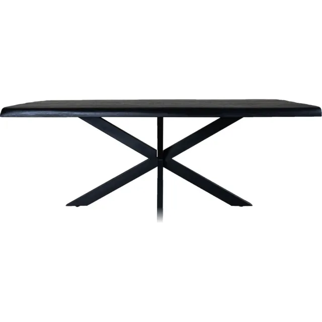 Home67 Eettafel Arvu 180 cm - Zwart Mangohout Spinpoot - Industrieel - Rechthoek - 4 tot 6 personen - Keukentafel