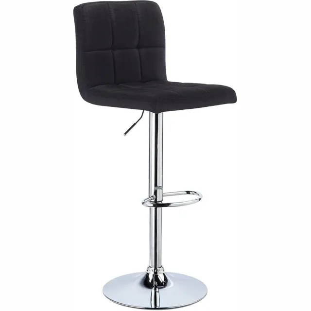 Dripio Barkruk Luka Industrial Zwart - Barkrukken set van 1 - Barstoel Kruk - Barstoelen met rugleuning - Keukenstoel - In hoogte verstelbaar - Linnen
