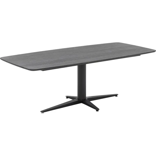 Goossens Eettafel Milo - 180 x 76 x 100 - eiken - bruin - semi ovaal eiken gelakt gerookt eiken