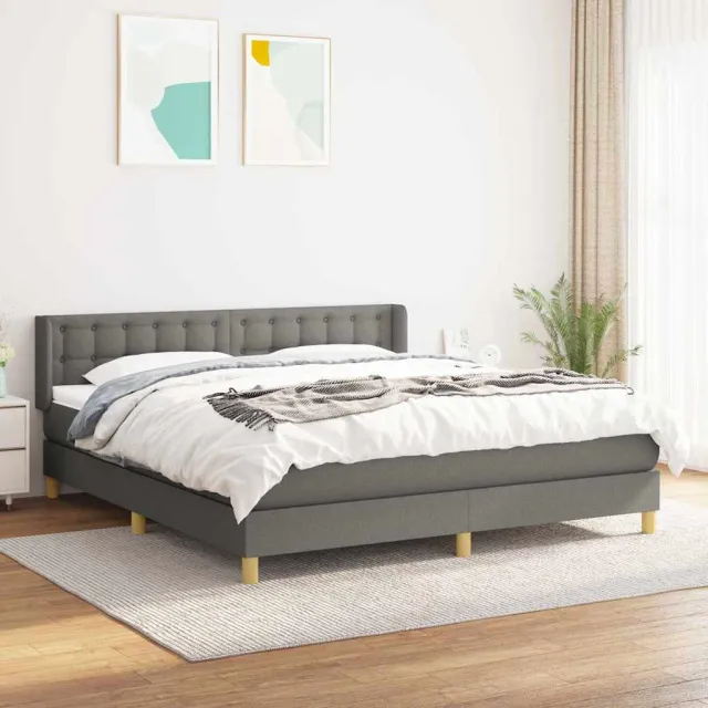 vidaXL Boxspring met matras stof donkergrijs 180x200 cm grijs