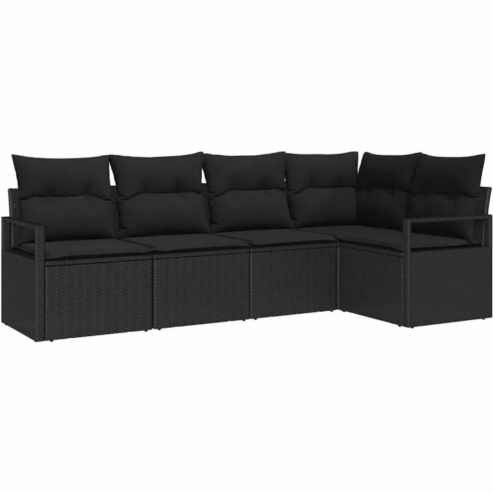 vidaXL Tuinbankenset 5 st Zwart poly rattan