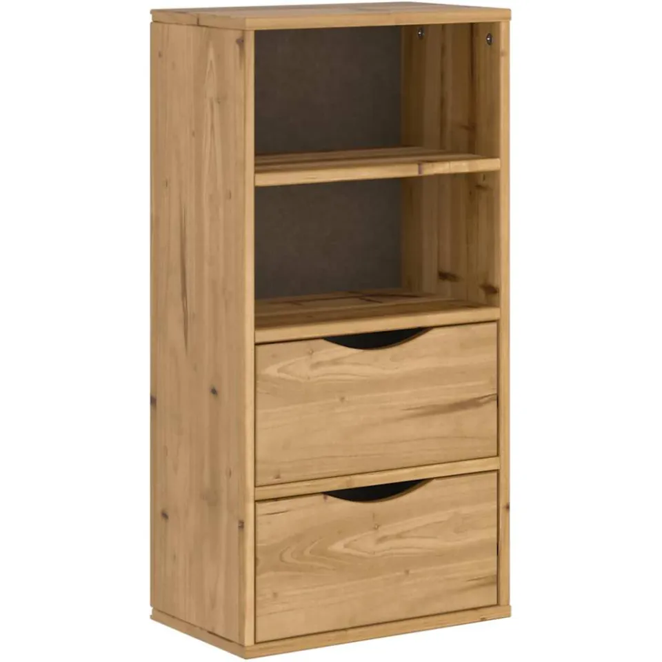 vidaXL Bijzetkast met lades 40x24x79 cm massief grenenhout bruin, foto 3