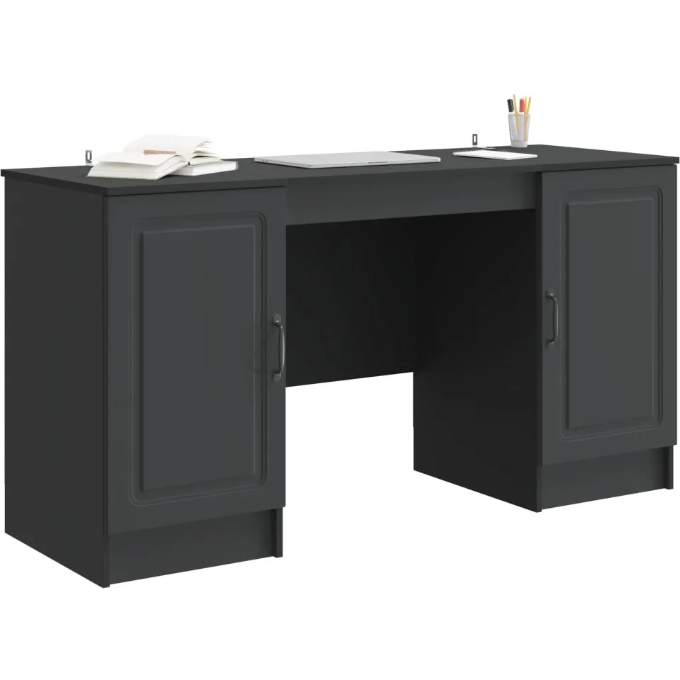 vidaXL Bureau Zwart 142,5 x 50 x 75 cm Bewerkt hout