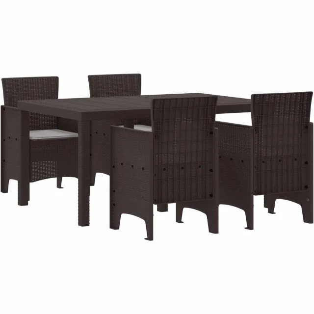 vidaXL Tuin Eetset 5 st Bruin Polt riet