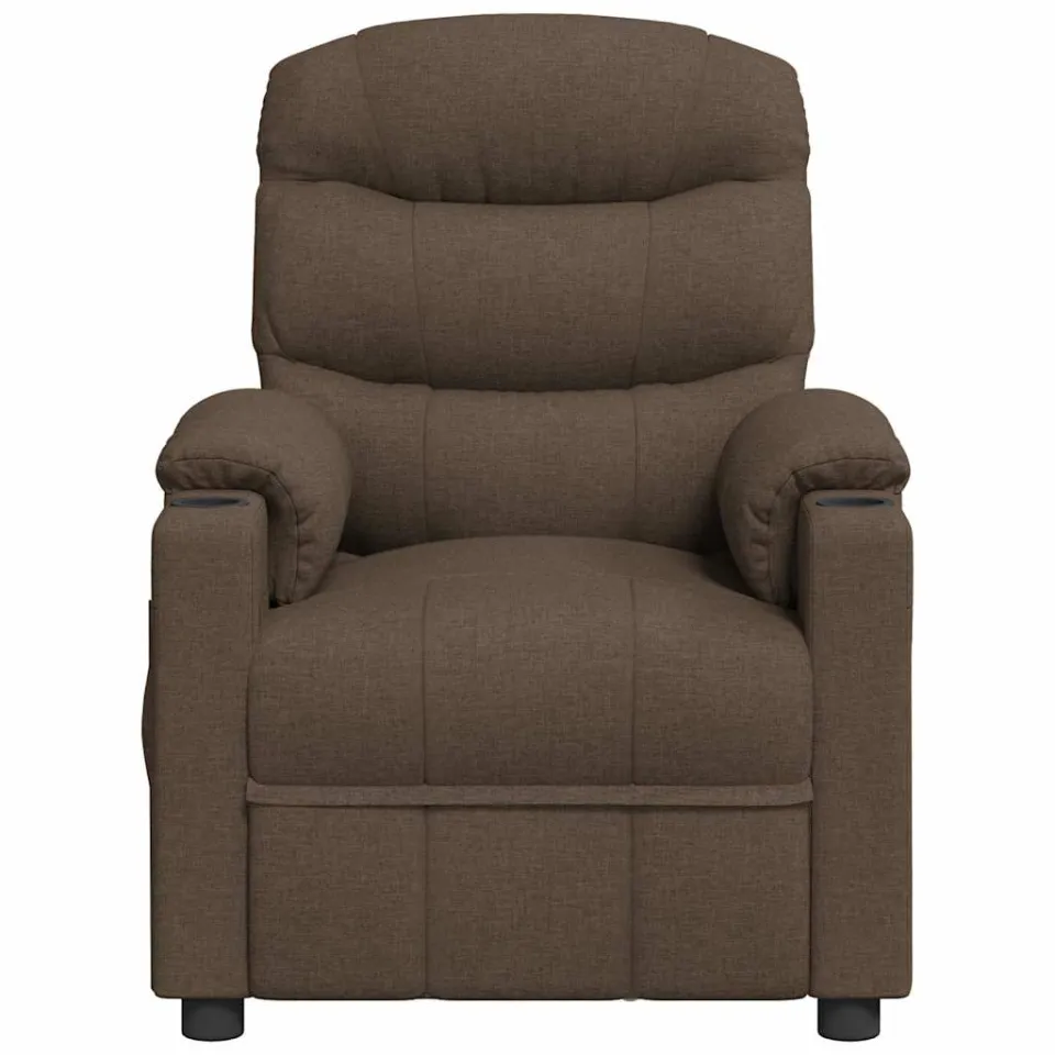 vidaXL Massagestoel elektrisch verstelbaar stof bruin, foto 4