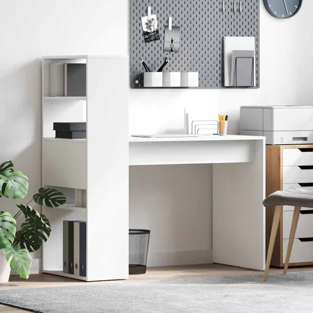 vidaXL Bureau Wit 113 x 54 x 120 cm Bewerkt hout, foto 2