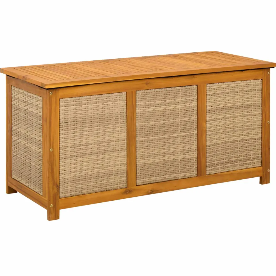 vidaXL Tuinopslagdoos 185 L Massief Acaciahout 113 x 50 x 56 cm Beige, foto 3