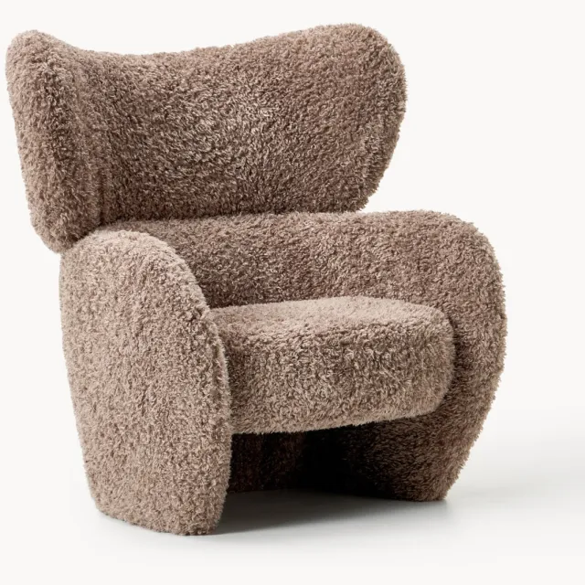Westwing Collection Bouclé fauteuil Teyvat Taupe