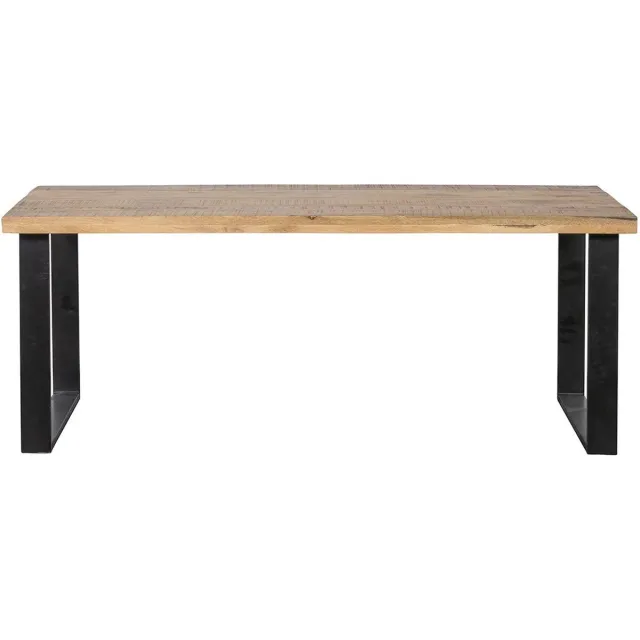Mahom Mangohouten Eettafel Britt Rechthoek 140x90 cm Mahom Industrieel - Dinertafel van Mangohout & Metaal - Industriële Eettafel Bruin