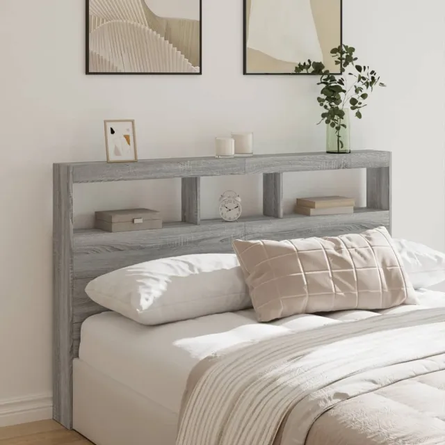 vidaXL Hoofdbordkast met LED-verlichting 160x17x102 cm grijs sonoma