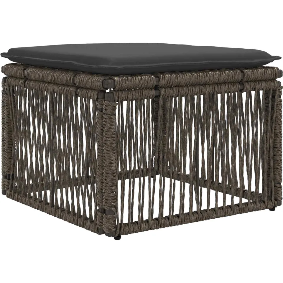 vidaXL Tuinbankenset 10 st 10-zits Grijs poly rattan, foto 4