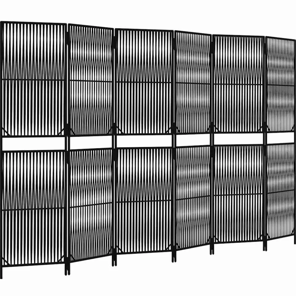 vidaXL Kamerscherm 6 panelen poly rattan zwart