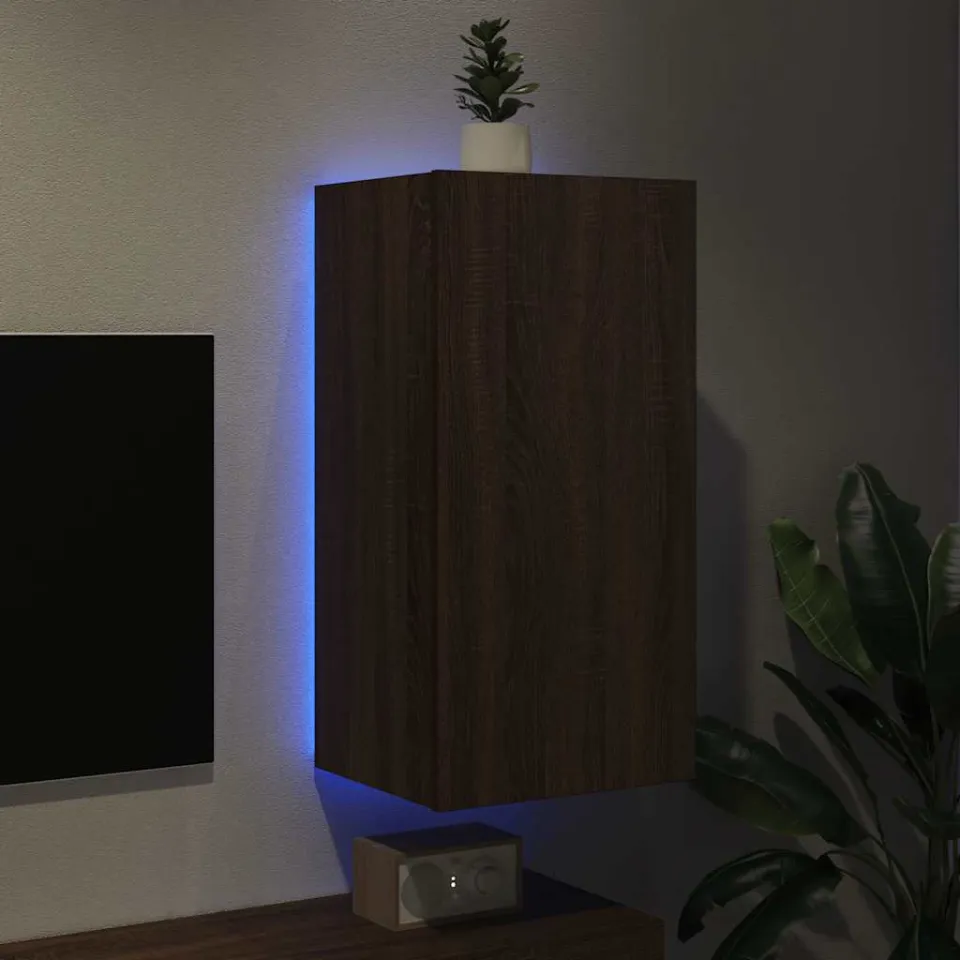 vidaXL Tv-wandmeubel met LED-verlichting 40,5x35x80 cm bruineikenkleur, foto 3