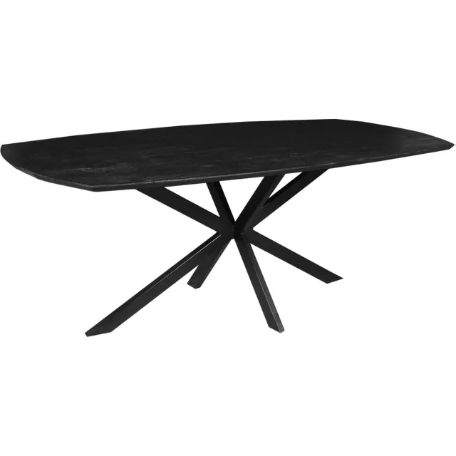 Mahom Mangohouten Eettafel Vicenza Black Deens Ovaal 240x110 cm Mahom Industrieel - Dinertafel van Mangohout & Metaal - Industriële Eettafel Bruin