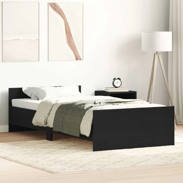 vidaXL Bedframe zonder matras 90x200 cm spaanplaat zwart eikenkleurig