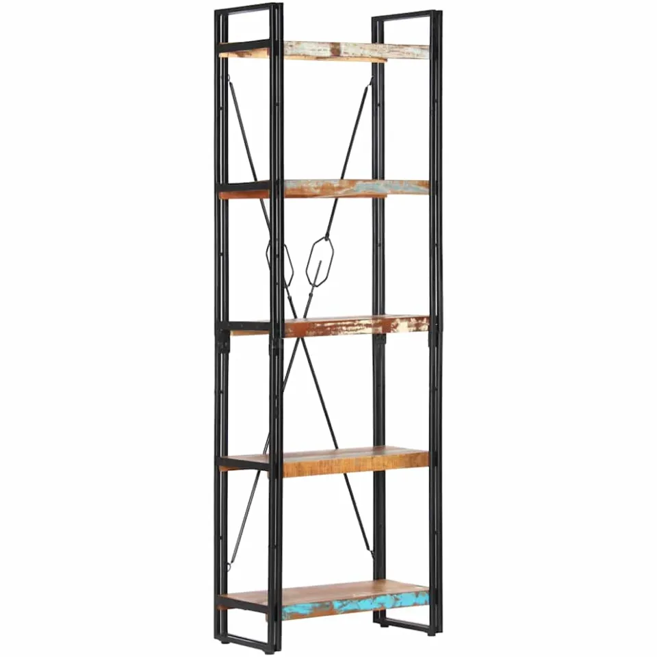 vidaXL Boekenkast met 5 schappen 60x30x180 cm massief gerecycled hout Bruin