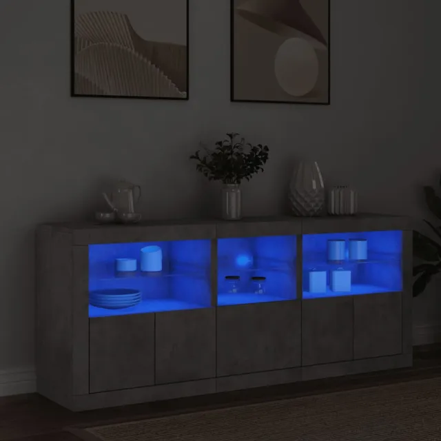 vidaXL Dressoir met LED-verlichting 162x37x67 cm betongrijs