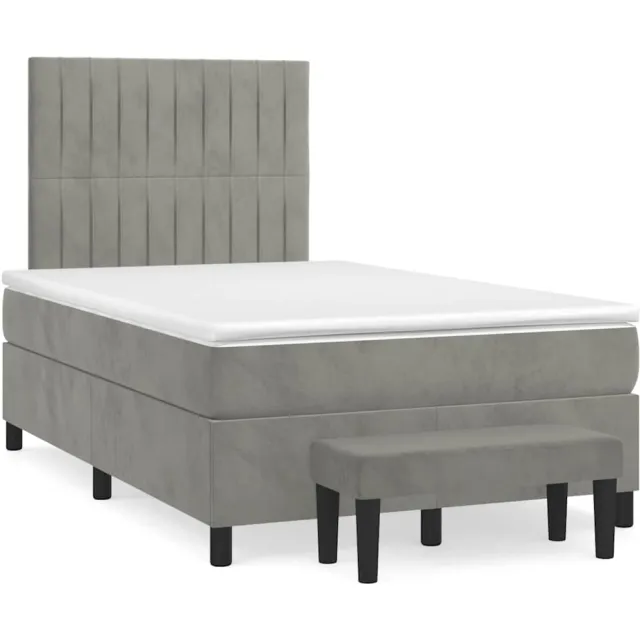vidaXL Boxspring met matras fluweel lichtgrijs 120x190 cm grijs