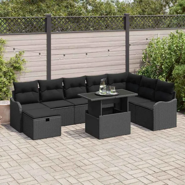 vidaXL Tuin Sofa Set 9 st Zwart poly rattan, foto 2