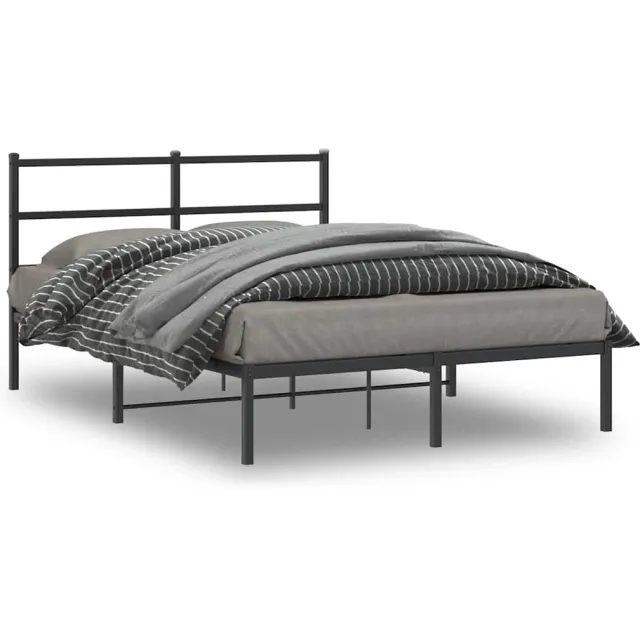 vidaXL Bedframe met hoofdbord metaal zwart 140x200 cm