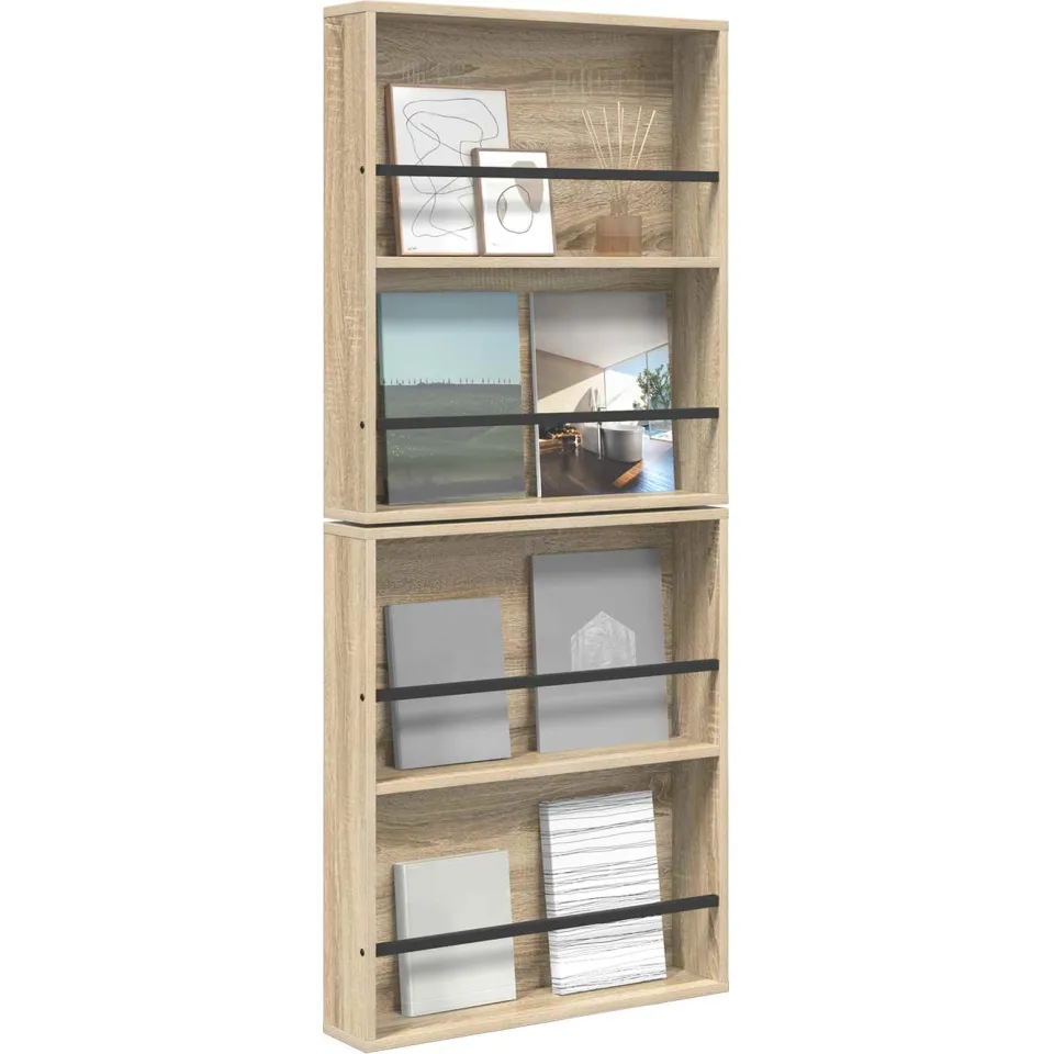 vidaXL Tijdschrift Rek 2 st Sonoma Eiken 60 x 12 x 70 cm Bewerkt hout Bruin