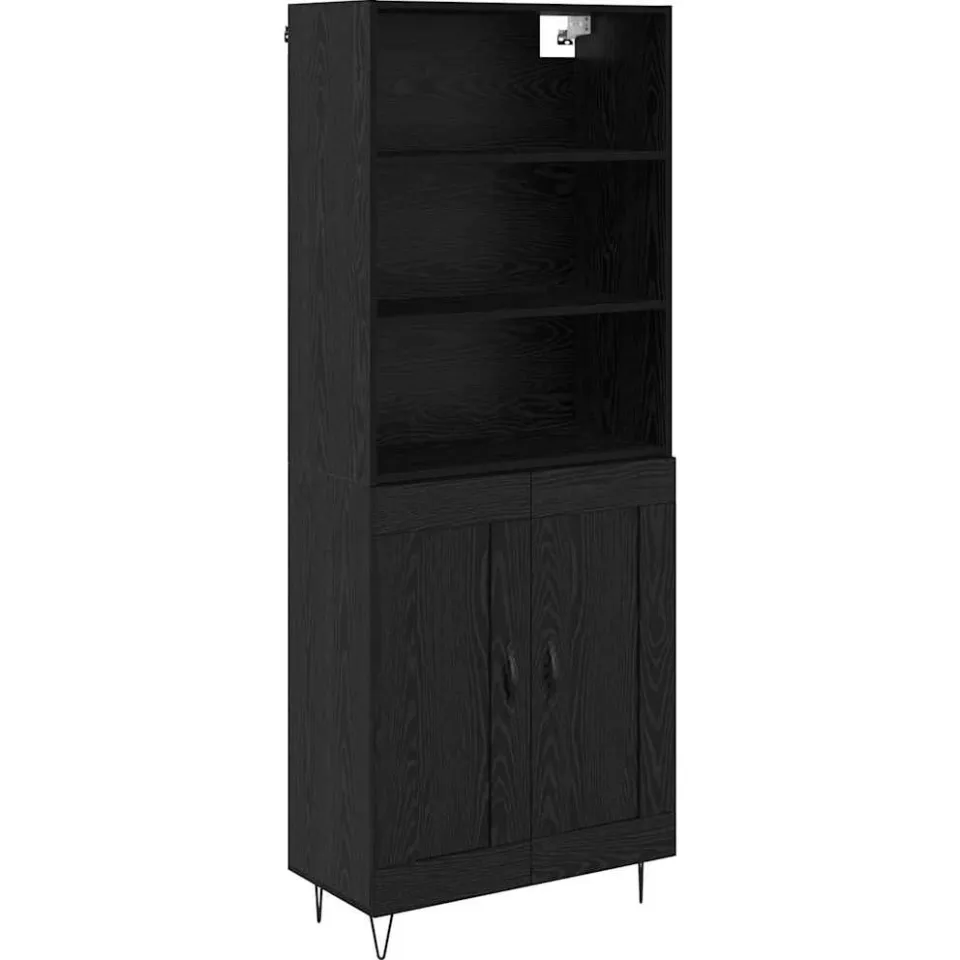 vidaXL Hoge kast 2 st Zwart Eiken 69,5 x 34 x 180 cm, foto 3