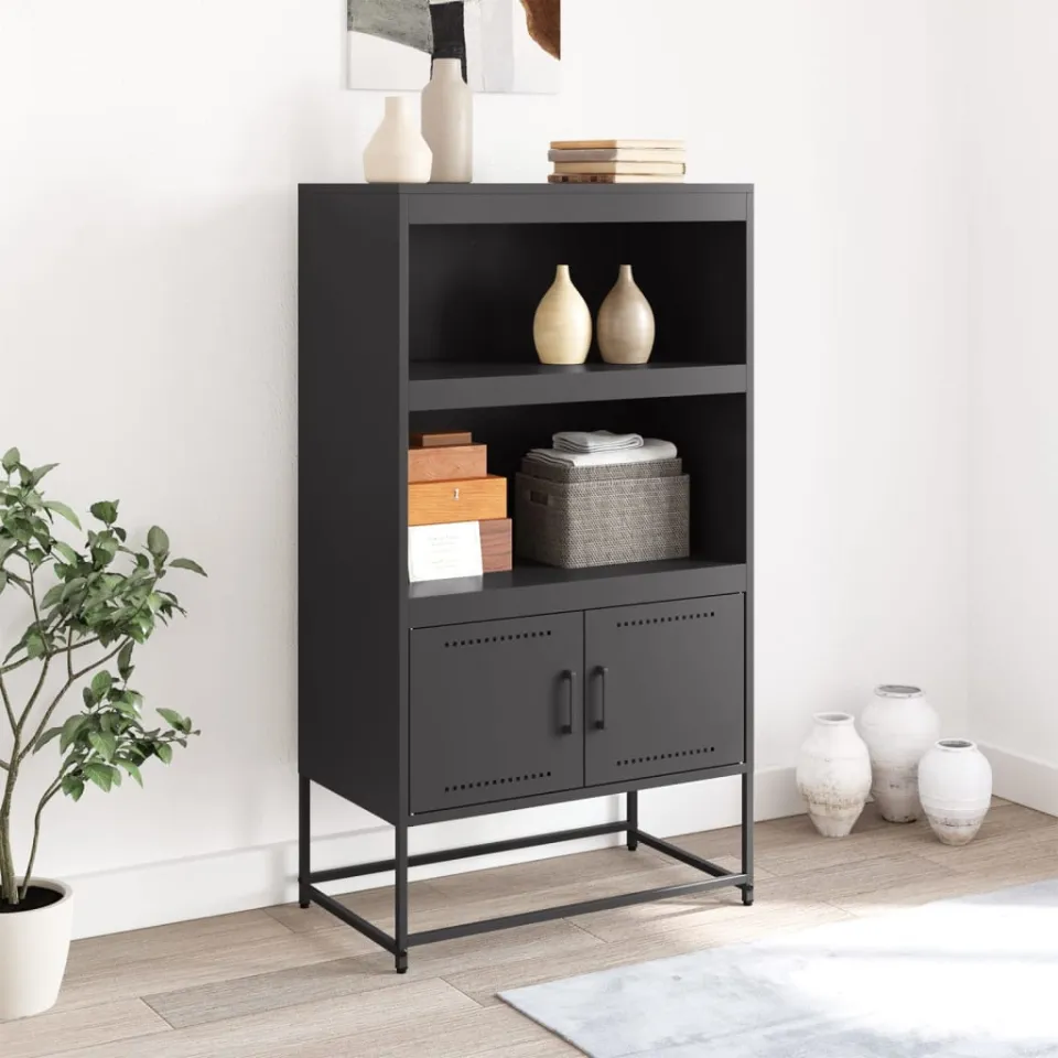 vidaXL Hoge kast 68,5x38,5x123,5 cm staal zwart, foto 3