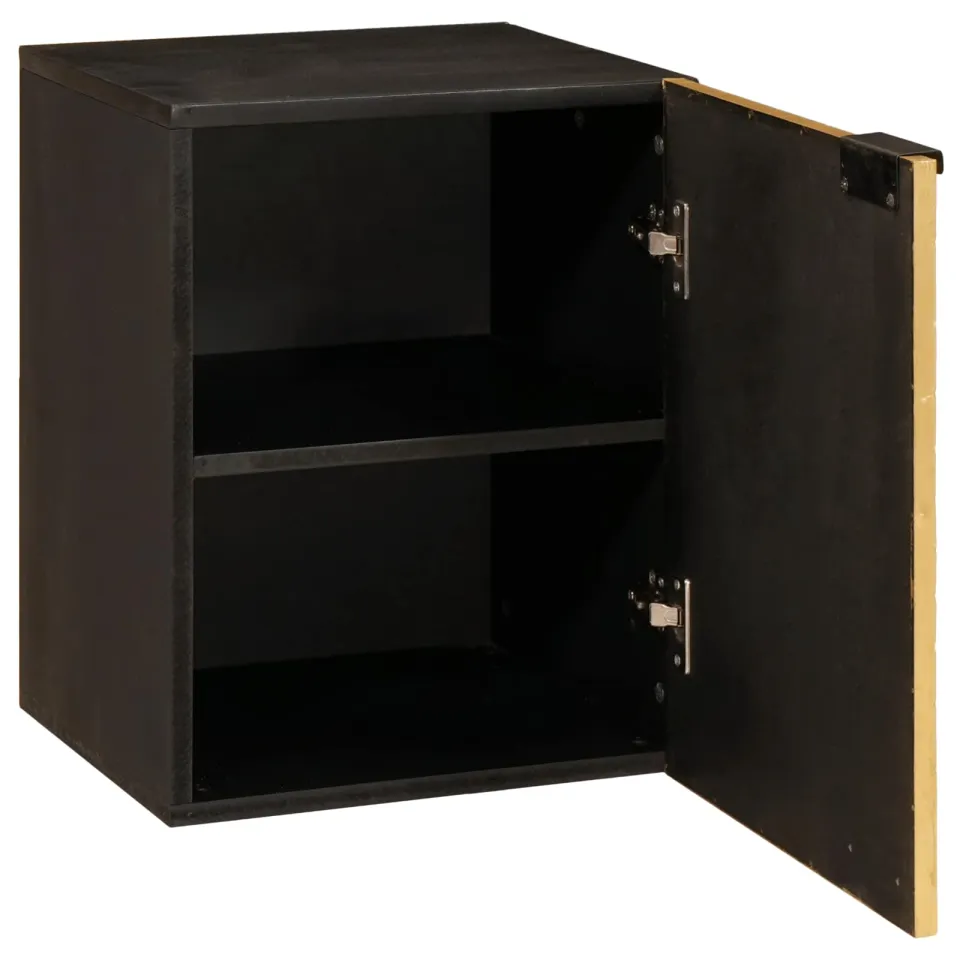 vidaXL Badkamerkast Zwart en Goud 38 x 33 x 48 cm Massief Mango Hout, foto 2