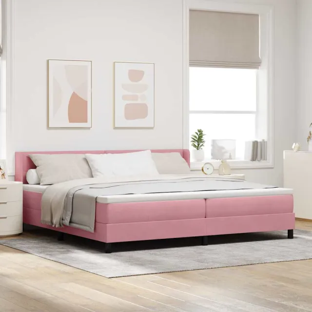 vidaXL Boxspringbed met hoofdeinde Roze 200 x 200 cm Fluweel
