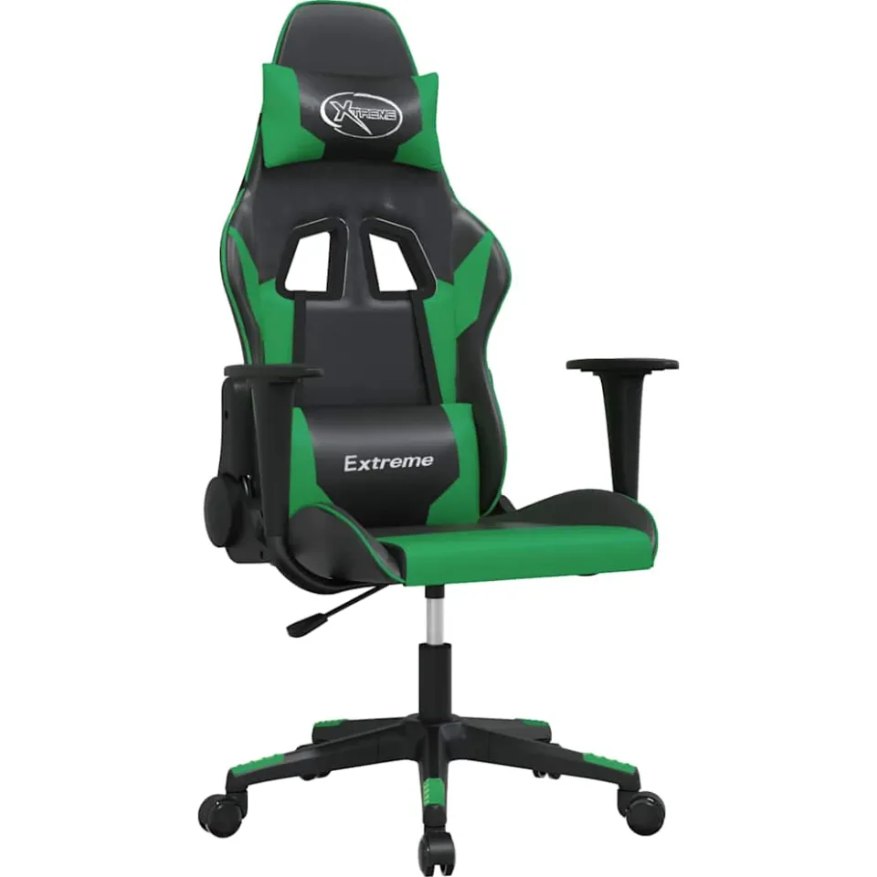 vidaXL Gamestoel kunstleer zwart en groen, foto 3