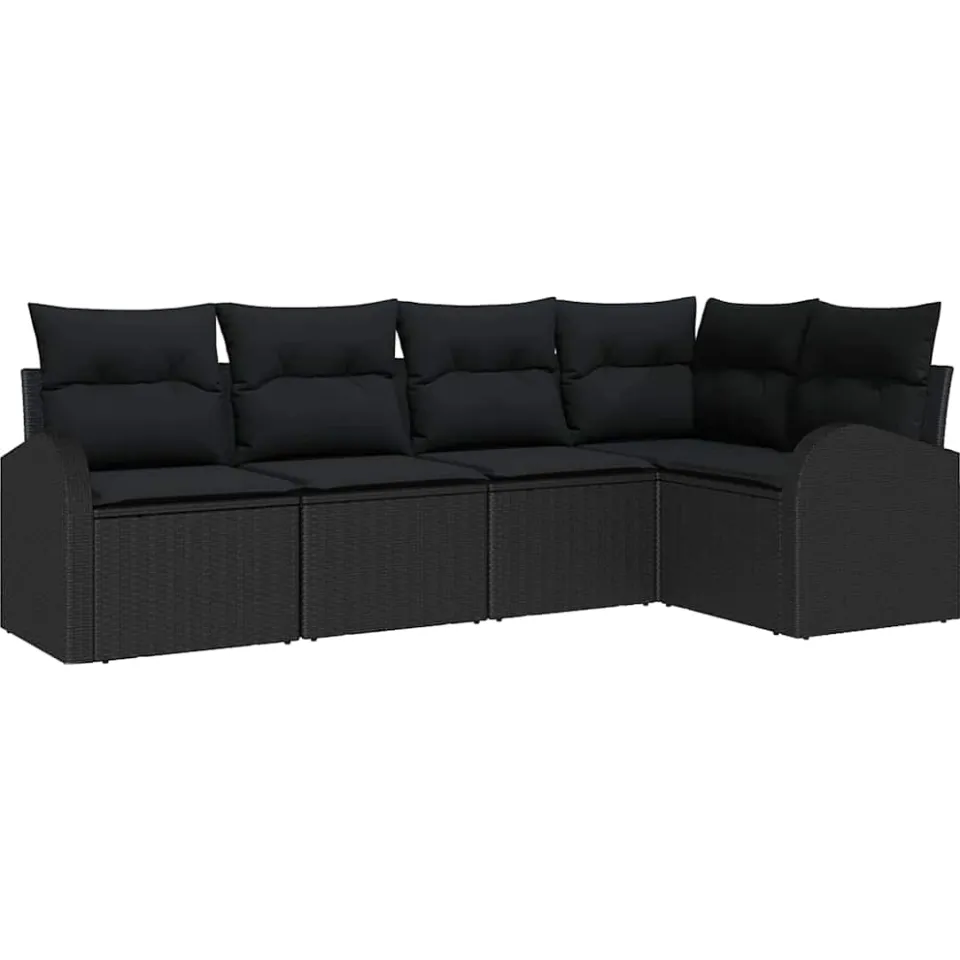 vidaXL Bankstel met kussen Zwart Polyester