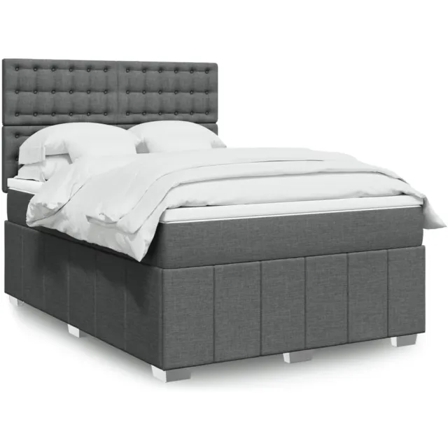 vidaXL Boxspring met matras stof donkergrijs 140x190 cm grijs
