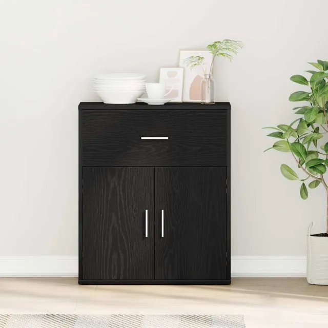 vidaXL Dressoir Zwart Eiken 60 x 31 x 70 cm Bewerkt hout, foto 2