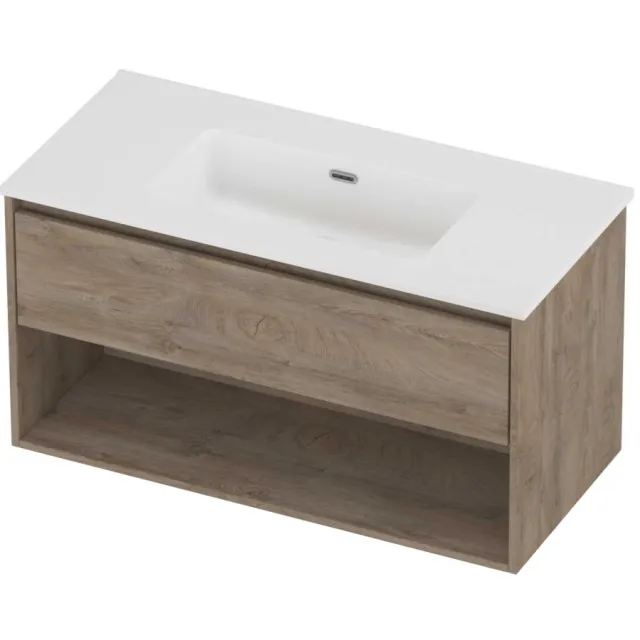 Proline Tribute Badmeubelset Porselein Elegant Schap 100x46x54 cm Mat White Raw Oak Eiken