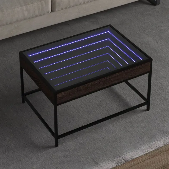 vidaXL Salontafel met Infinity LED 70x50x41 cm bruin eikenkleurig