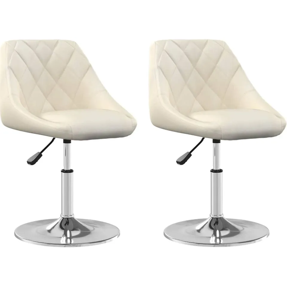 vidaXL Eetkamerstoelen draaibaar 2 st fluweel crèmekleurig, foto 3