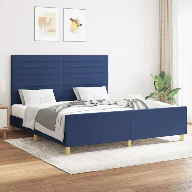 vidaXL Bedframe zonder matras stof blauw 160x200 cm