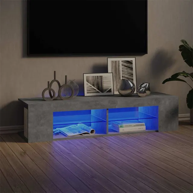 vidaXL Tv-meubel met LED-verlichting 135x39x30 cm betongrijs grijs, foto 2