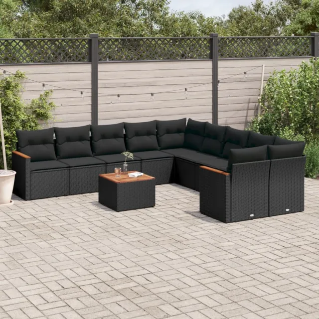 vidaXL Patio Sofa Set 10-zits Black, foto 2
