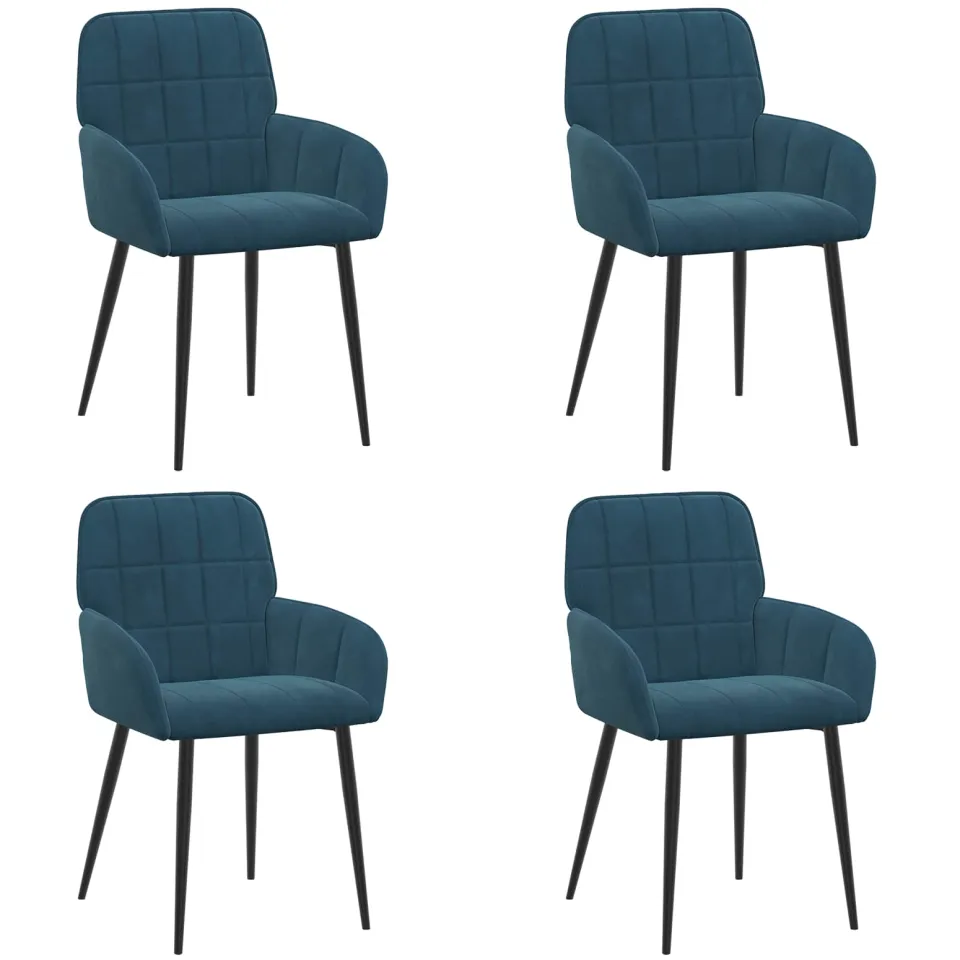 vidaXL Eettafelstoelen 4 st fluweel Blauw 56.5 x 50 x 85 cm, foto 3